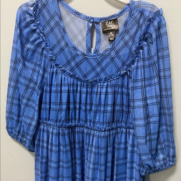 Blue Checkered Kids Dress - Picture 4 of 7